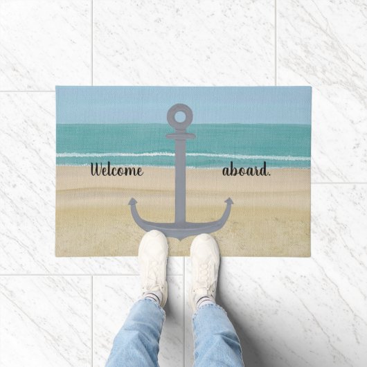 Willkommen an Bord, Anchor Beach Wassertüren Fußmatte (Indoor)