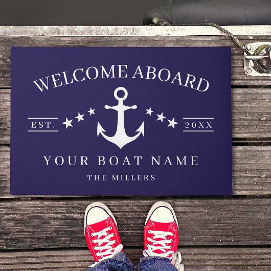 Willkommen an Bord Anker Boot Name Nautical Fußmatte