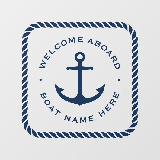 Willkommen an Bord Anker und Name des Seilgrenzens Fensteraufkleber (Blatt)