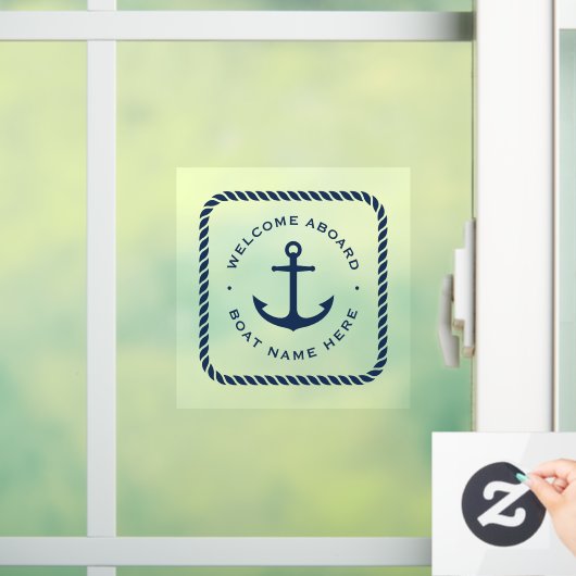Willkommen an Bord Anker und Name des Seilgrenzens Fensteraufkleber (Zuhause)