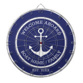 Willkommen An Bord blauer weißer nautischer Anker Dartscheibe (vorne)