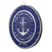 Willkommen An Bord blauer weißer nautischer Anker Dartscheibe (Vorderseite rechts)