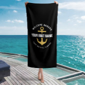 Willkommen an Bord Boot Black & Gold Nautical Anke Strandtuch