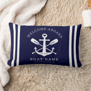 Willkommen an Bord Bootsname Nautical Anchor Bla Lendenkissen