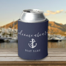 Willkommen an Bord Bootsname Navy Blau