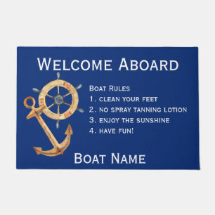 Willkommen an Bord Bootsname Regeln Fußmatte