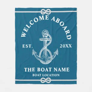 Willkommen an Bord Bootsname und -ort Anker  Fleecedecke