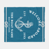 Willkommen an Bord Bootsname und -ort Anker Fleecedecke (Vorderseite (Horizontal))
