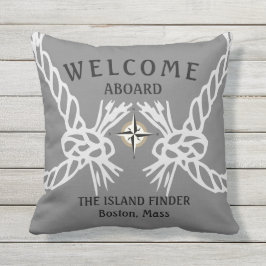 Willkommen an Bord der Boote Name Grau und Weiß Kissen