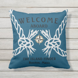 Willkommen an Bord der Boote Name Ocean Blue und W Kissen