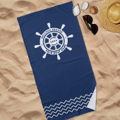 Willkommen an Bord der Marine Blue Custom Bootname Strandtuch