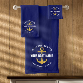 Willkommen an Bord der Marine Blue Gold Nautical A Badhandtuch Set