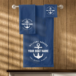Willkommen an Bord der Marine Blue Nautical Anchor Badhandtuch Set