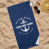 Willkommen an Bord der Marine Blue Nautical Anchor Strandtuch