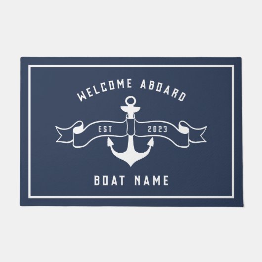 Willkommen an Bord der Marine Blue und White Fußmatte (Vorderseite)