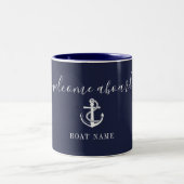 Willkommen an Bord der Nautical Anchor Name Navy B Zweifarbige Tasse (Mittel)