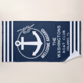 Willkommen an Bord der Nautical Anchor Rope Name Strandtuch (Vorderseite)