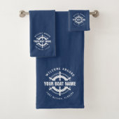 Willkommen an Bord der Nautical Boote Name Navy Bl Badhandtuch Set (Insitu)