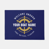Willkommen an Bord der Nautical Boote Name Navy Bl Fußmatte (Vorderseite)