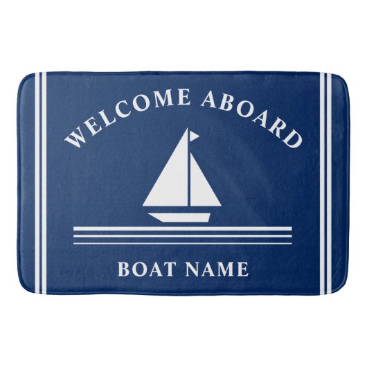 Willkommen an Bord der Nautical Boote Navy Blauer  Badematte (Vorderseite)