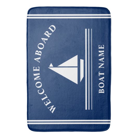 Willkommen an Bord der Nautical Boote Navy Blauer  Badematte (Vorderseite Vertikal)