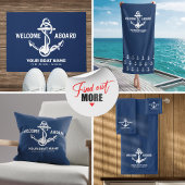 Willkommen an Bord der Nautical Navy Blue Bootname Fußmatte