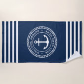 Willkommen an Bord der Schiffsname Anker und Seil  Strandtuch (Vorderseite)