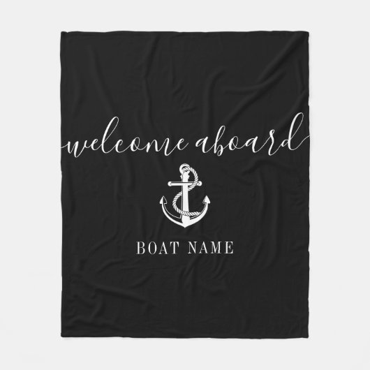 Willkommen an Bord der schwarz-weißen Ankerboote N Fleecedecke (Vorderseite)