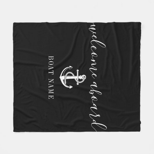 Willkommen an Bord der schwarz-weißen Ankerboote N Fleecedecke (Vorderseite (Horizontal))