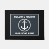 Willkommen an Bord des Ankerbootes Name Grau Schwa Fußmatte (Vorderseite)