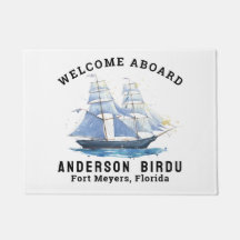 Willkommen an Bord des Bootes Name Anchor Doormat