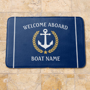 Willkommen an Bord des Bootes Name Anchor Gold Lau Badematte