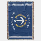 Willkommen an Bord des Bootes Name Anchor Gold Lau Decke (Vorderseite Vertikal)