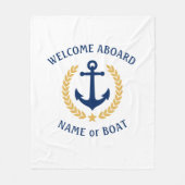 Willkommen an Bord des Bootes Name Anchor Gold Lau Fleecedecke (Vorderseite)