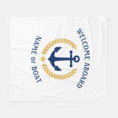 Willkommen an Bord des Bootes Name Anchor Gold Lau Fleecedecke (Vorderseite (Horizontal))