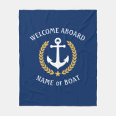 Willkommen an Bord des Bootes Name Anchor Gold Lau Fleecedecke (Vorderseite)