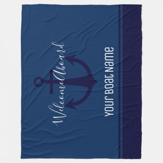 Willkommen an Bord des Bootes Name Anchor Nautic Fleecedecke (Vorderseite)