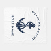 Willkommen an Bord des Bootes Name Anker Custom Fleecedecke (Vorderseite (Horizontal))