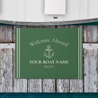 Willkommen an Bord des Bootes Name Hunter Green Na Fußmatte