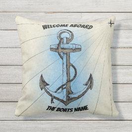 Willkommen an Bord des Boots-Namensankers - Kissen