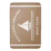 Willkommen an Bord des Nautical Boat Khaki Name Badematte (Vorderseite Vertikal)