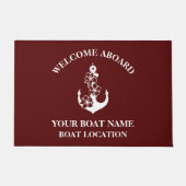 Willkommen an Bord des Schiffes Name Floral Anker  Fußmatte (Vorderseite)