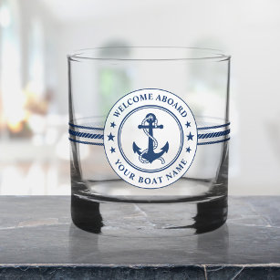 Willkommen an Bord des Schiffes Name Stilvolle Ank Whiskyglas