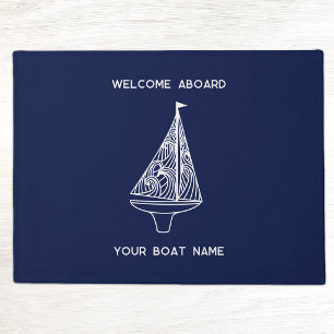 Willkommen an Bord des Segelbootes Name Fußmatte