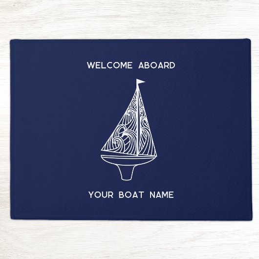 Willkommen an Bord des Segelbootes Name Fußmatte