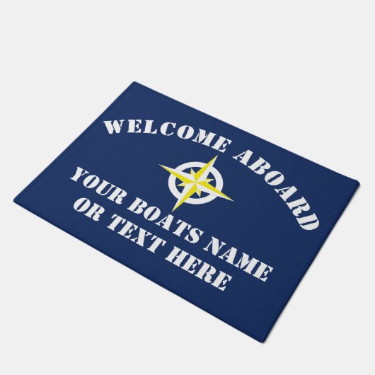Willkommen an Bord des Segelns oder des Motorboots Fußmatte (Schrägansicht)