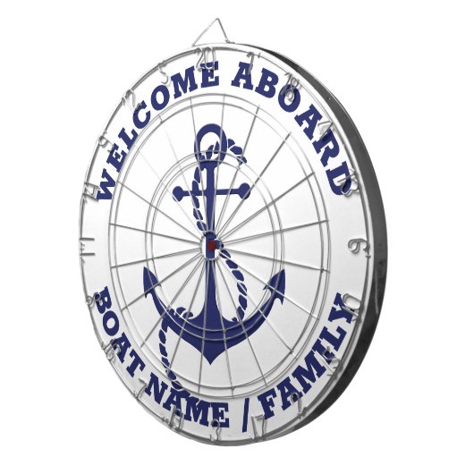Willkommen An Bord des weißen blauen nautischen An Dartscheibe (Vorderseite rechts)