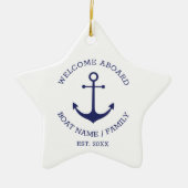 Willkommen an Bord eines blauen, weißen nautischen Keramik Ornament (Vorne)