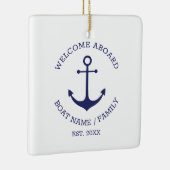 Willkommen an Bord eines blauen, weißen nautischen Keramikornament (Rechts)
