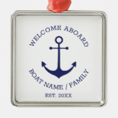 Willkommen an Bord eines blauen, weißen nautischen Ornament Aus Metall (Vorne)